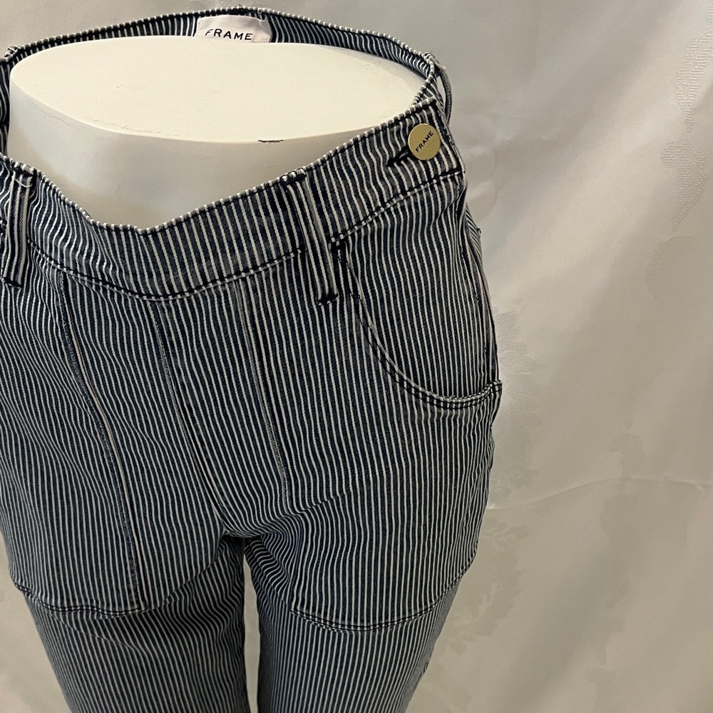 Frame Denim Blue and White Striped Ankle Jeans - Picture 5 of 12